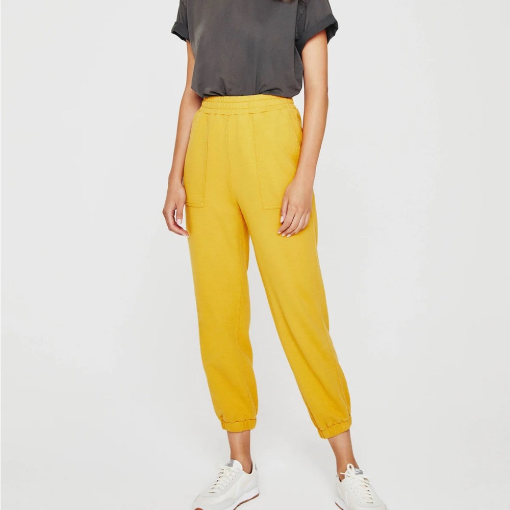Ag Adriano Goldschmied Yellow Track Pants with Elastic Cuffs